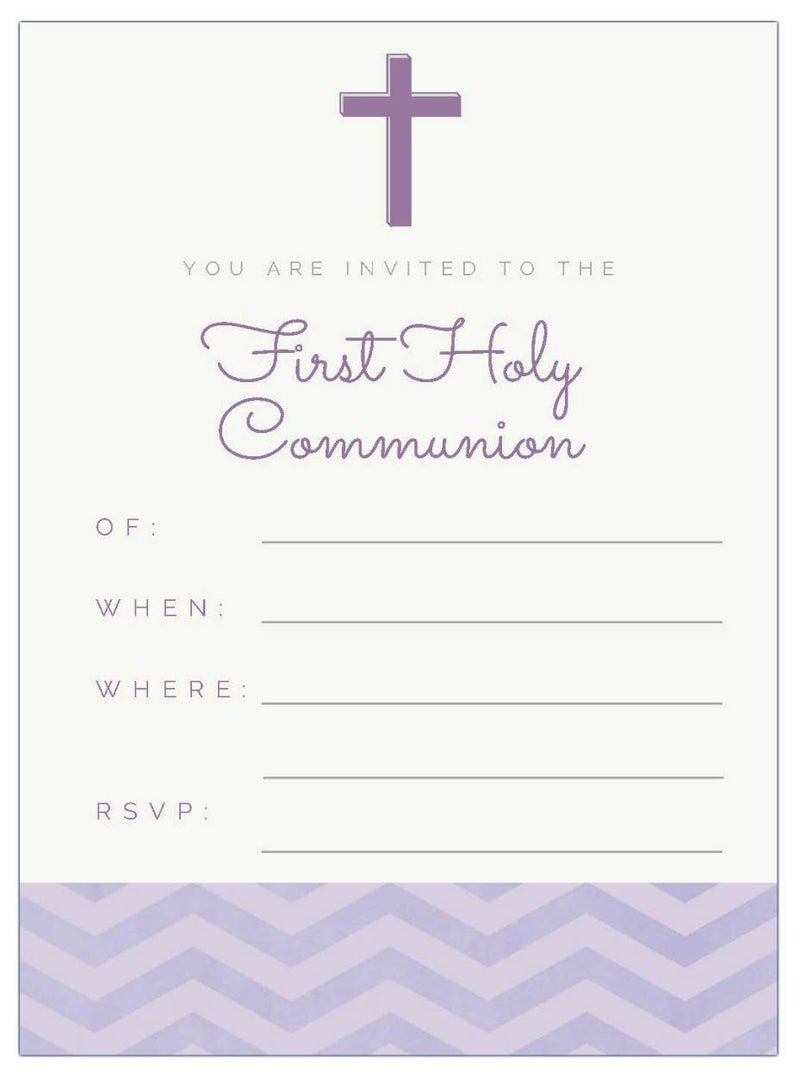 Elcer 20 First Holy Communion Invitations for Girls | Religious Party Invitation Fill in Blank Cards Invites | with white envelopes | 5" x 7" inches - Image 1